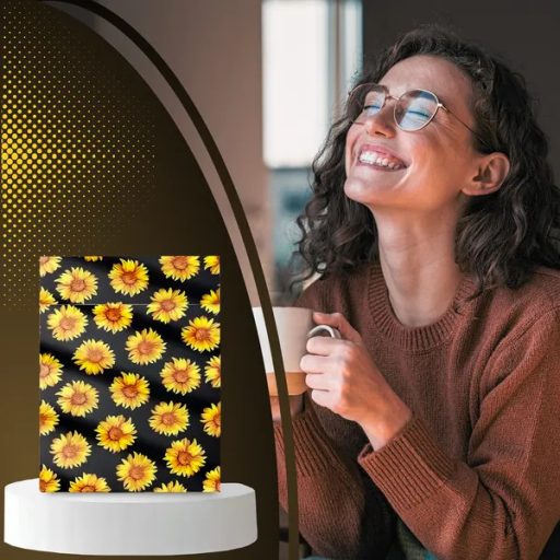 Fekete futárfóliatasak napraforgó mintával 255×370 mm, 50 db