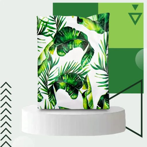 Erős futár politasakok zöld levél mintával, 255×370 mm, 50 db