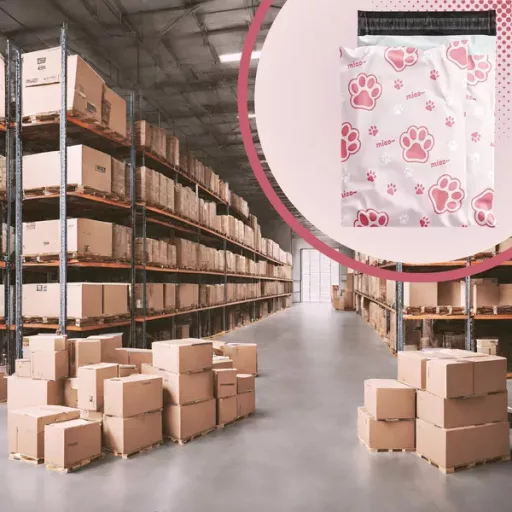 Rózsaszín macskamancs mintás futárfóliatasak 320×450 mm – 50 db