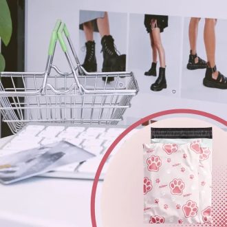   Rózsaszín macskamancs mintás erős futár fóliatasak 450×600 mm 50 db