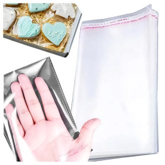   OPP celofán tasak ragasztócsíkkal, 16×20 cm, 100 db, élelmiszer-biztos