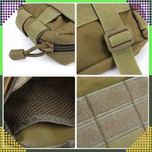 Molle kompatibilis taktikai övtáska, 600D nylon, 18×13×4 cm, barna