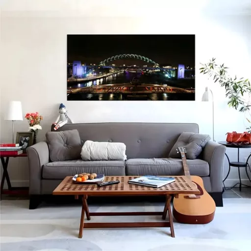 Gyémántszemes kirakó készlet 120×60 cm – Newcastle Tyne híd éjjel