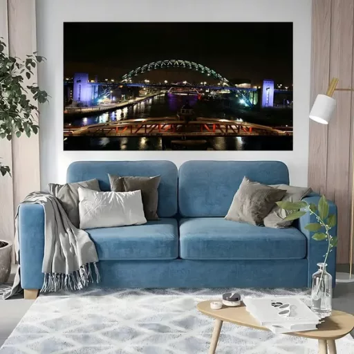 Gyémántszemes kirakó készlet 120×60 cm – Newcastle Tyne híd éjjel