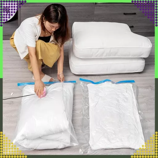 Vákuumos ruhatároló és ágyneműzsák 60×80 cm, vízálló, többször használható