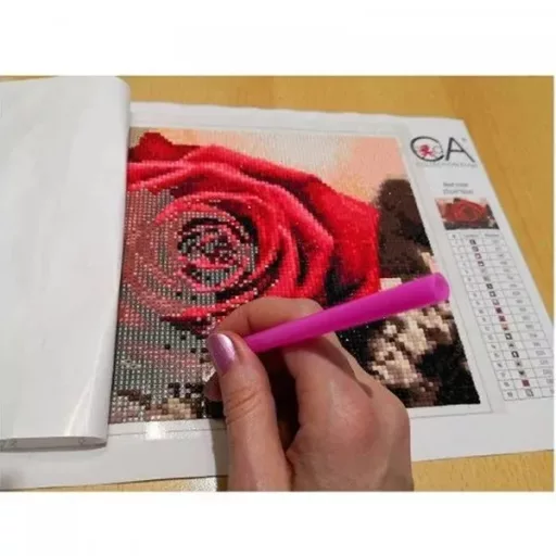 Gyémántszemes festő készlet rózsa, 20×30 cm, fa kerettel