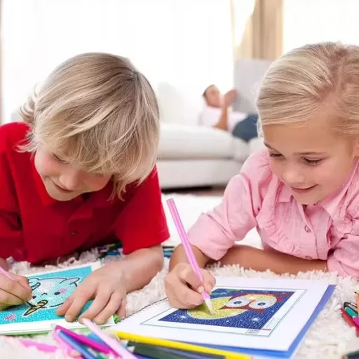 Gyémántszemes kirakó készlet fehér festőállvánnyal 15×20 cm gyerekeknek