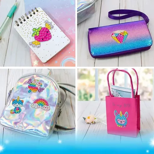 Gyémántszemes 5D mozaik matrica készlet gyerekeknek, 12 matricával