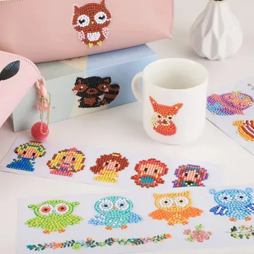 Gyémántszemes 5D mozaik matrica készlet gyerekeknek, 12 matricával