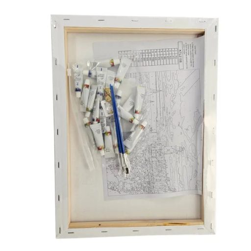 Számozott festőkészlet kerettel, ecsetekkel – vízesés 40×50 cm vászon