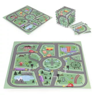   Város mintás EVA hab puzzle játszószőnyeg, 90,5×90,5 cm, 21 db