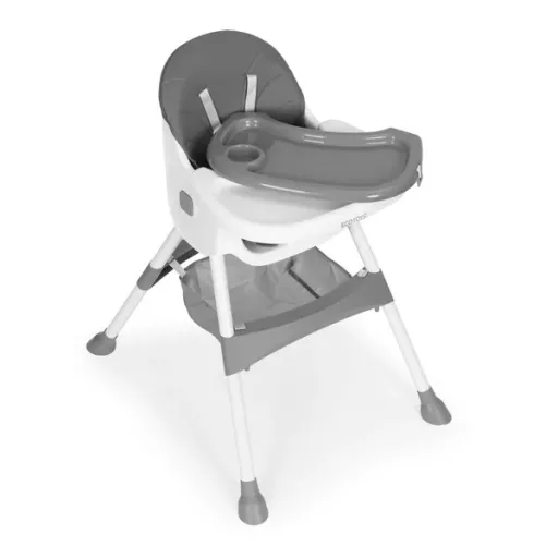Ecotoys szürke etetőszék 5p övvel, tálcával, kosárral