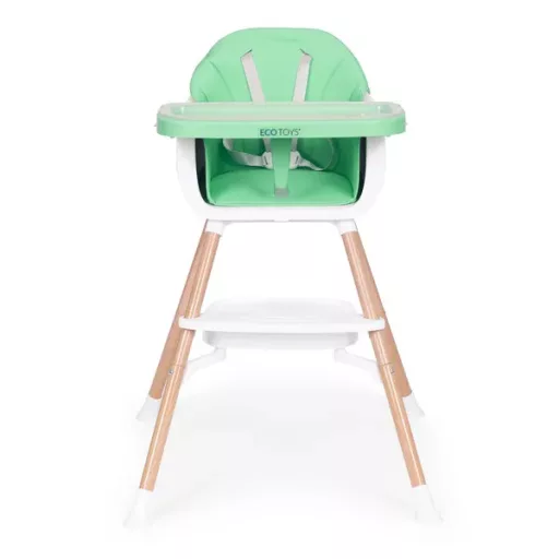 Ecotoys 2 az 1-ben etetőszék, zöld, 6-36 hó, fém láb, 20 kg teherbírás