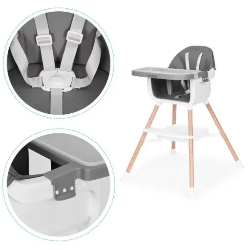 Ecotoys gyermek etetőszék 2in1 szürke