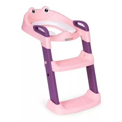 Gyerek WC-szűkítő lépcsővel, rózsaszín, 12 hó+, 20 kg