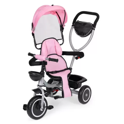 Ecotoys 2in1 tricikli babakocsi, forgatható ülés, rózsaszín