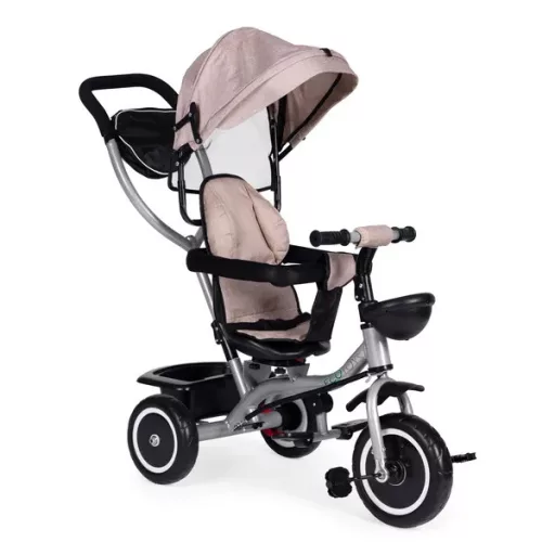 Ecotoys 2in1 tricikli babakocsi, bézs, forgatható ülés