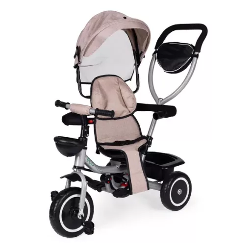Ecotoys 2in1 tricikli babakocsi, bézs, forgatható ülés