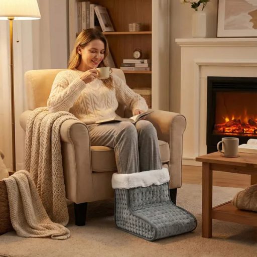 Elektromos lábmelegítő csizma távirányítóval, 10 fokozat, sötétszürke