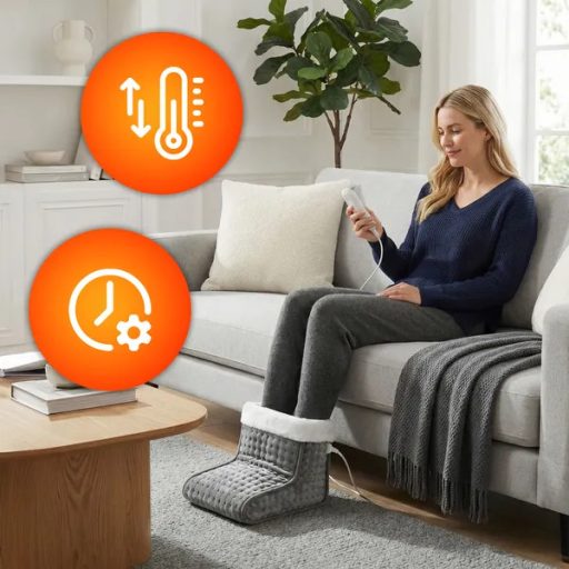 Elektromos lábmelegítő csizma távirányítóval, 10 fokozat, sötétszürke