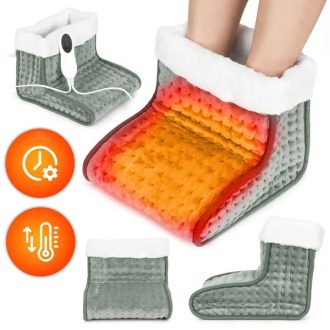   Elektromos lábmelegítő csizma távirányítóval, 10 fokozat, világosszürke