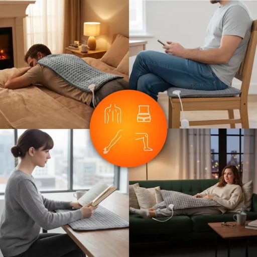 Elektromos melegítőpárna 60×30 cm, távirányítóval, 10 fokozat, 75 W