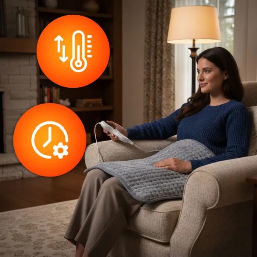 Elektromos melegítőpárna 60×30 cm, távirányítóval, 10 fokozat, 75 W