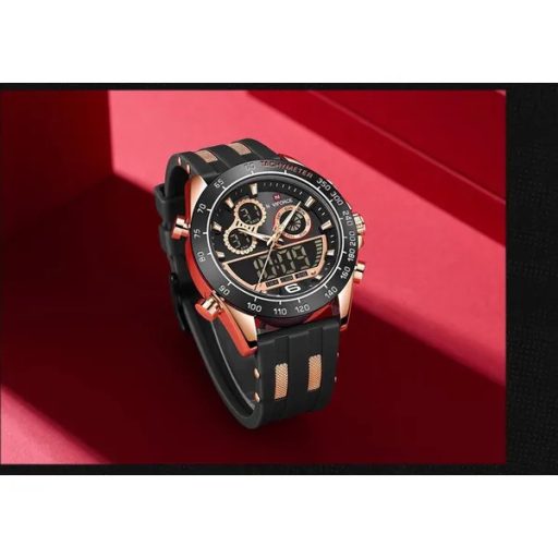 NAVIFORCE férfi karóra NF9188T, fekete-rosegold, szilikon szíj, WR30