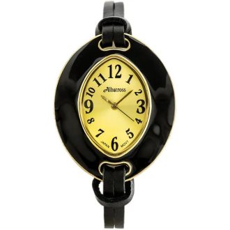   Albatross női karóra, quartz, arany számlap, fekete bőrszíj, WR30