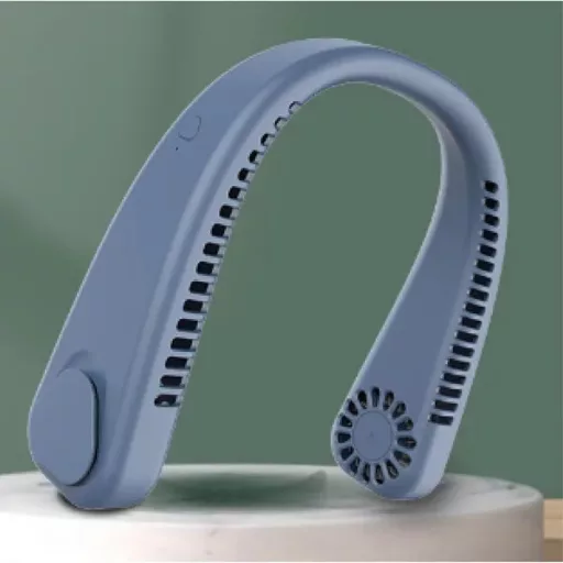 Hordozható nyakventilátor, mini USB-s, 1200 mAh, 3 fokozat, kék