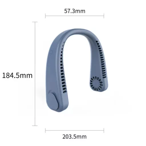 Hordozható nyakventilátor, mini USB-s, 1200 mAh, 3 fokozat, kék