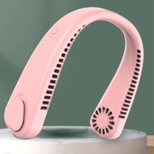 Hordozható nyak ventilátor, 3 sebesség, 1200 mAh akku, rózsaszín