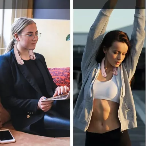 Hordozható nyak ventilátor, 3 sebesség, 1200 mAh akku, rózsaszín