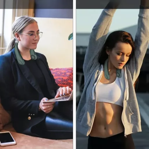 Hordozható USB nyakventilátor, 1200 mAh akku, 3 fokozat, zöld