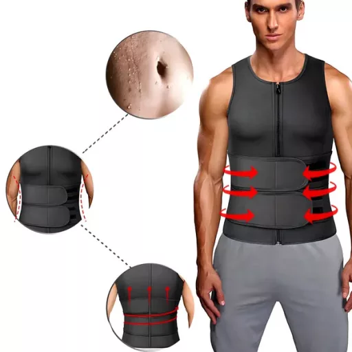 Fekete férfi neoprén szaunamellény, fogyasztó fitnesz, M méret