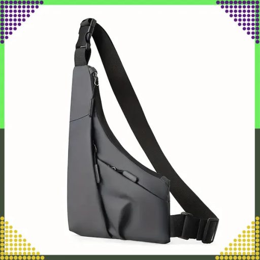 Szürke uniszex sport övtáska/oldaltáska, vízlepergető poliészter, 32×23 cm