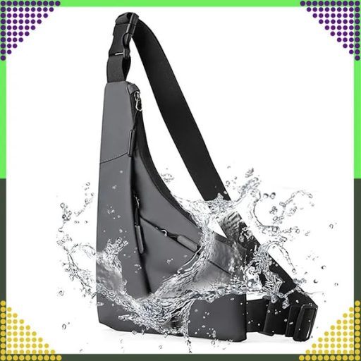 Szürke uniszex sport övtáska/oldaltáska, vízlepergető poliészter, 32×23 cm