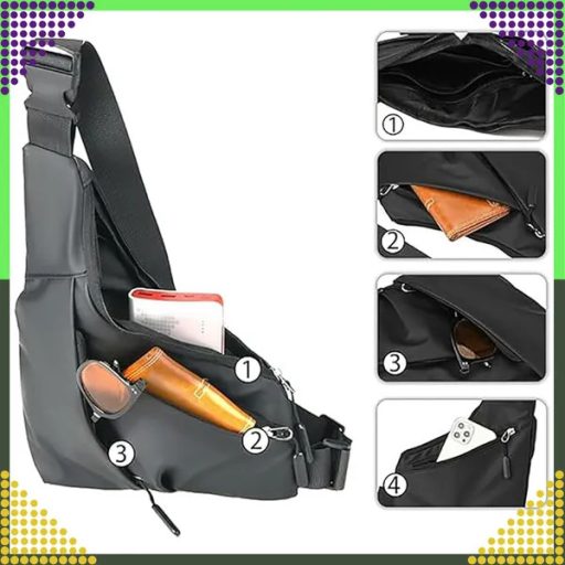 Szürke uniszex sport övtáska/oldaltáska, vízlepergető poliészter, 32×23 cm