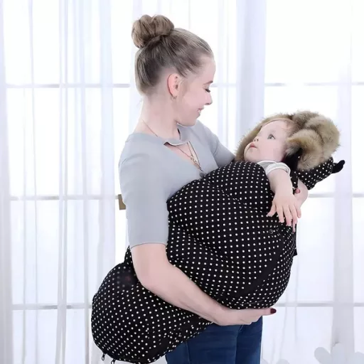 Téli bundazsák fülecskékkel babakocsiba/hordozóba, 100 cm, vízálló