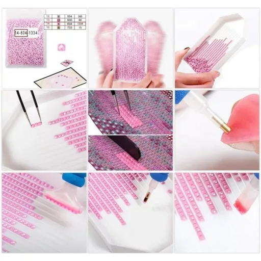 Gyémántszemes kirakó készlet gyerekeknek, 20×20 cm, kerek keret