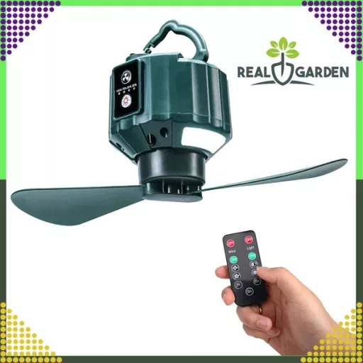 Hordozható 2-az-1-ben sátor- és plafon ventilátor LED lámpával, USB, 5200 mAh