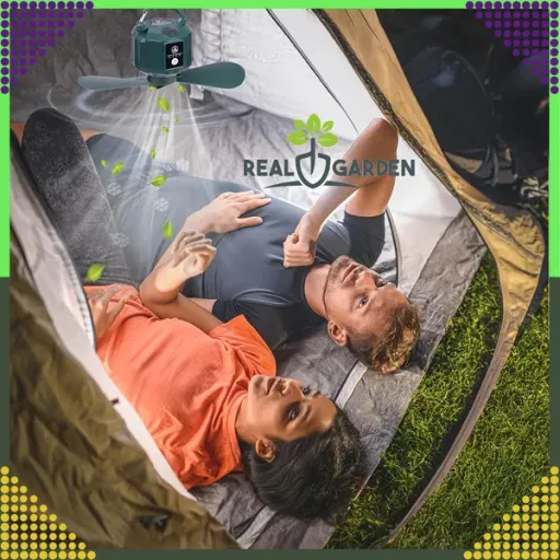 Hordozható 2-az-1-ben sátor- és plafon ventilátor LED lámpával, USB, 5200 mAh