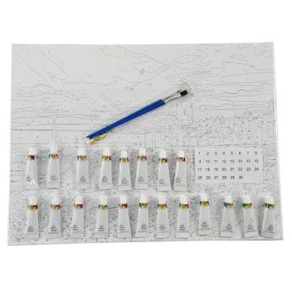   Festés számok szerint készlet, 40×50 cm, keretezett vászon, oroszlán motívum