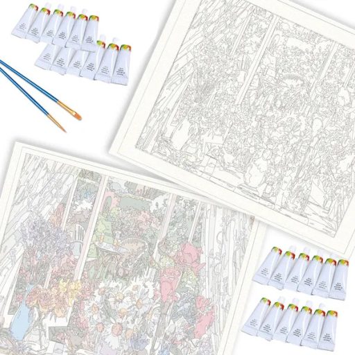 Festés számok szerint készlet, 40×50 cm, keretezett vászon, oroszlán motívum