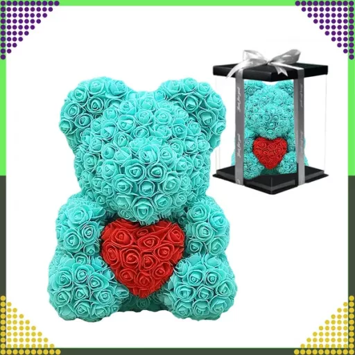 Habrózsa maci 40 cm – örökké tartó rózsákból, romantikus ajándék