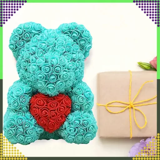 Habrózsa maci 40 cm – örökké tartó rózsákból, romantikus ajándék