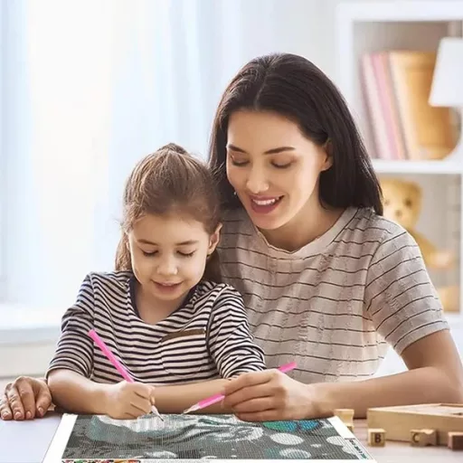 Gyémántfestő készlet 15×20 cm fehér mini állvánnyal gyerekeknek