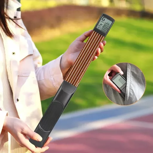 Digitális hordozható gitár akkordtréner képernyővel, acélhúros metronóm