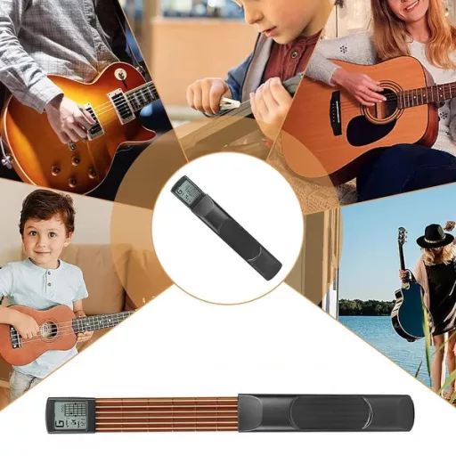 Digitális hordozható gitár akkordtréner képernyővel, acélhúros metronóm