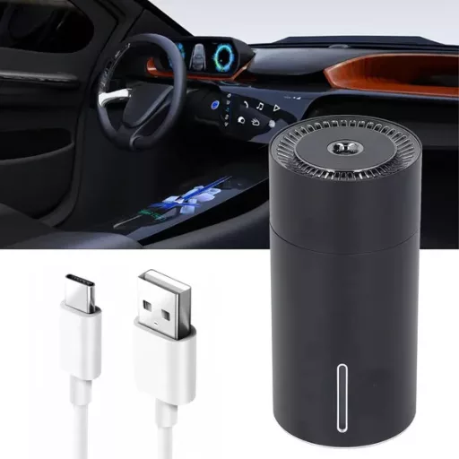 Autós mini USB párásító-aromadiffúzor LED-es, fehér